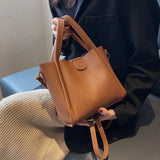 Kylethomasw Burminsa Small Tote Bucket Bags For Women Trend Designer Soft Ladies Shoulder Crossbody Bag PU Leather Handbags And Purses