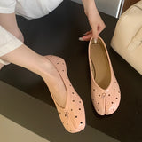KYLETHOMASW  -  Summer New Round hole Women Flat Shoes Fashion Split Toe Shallow Slip On Boat Shoes Soft Flat Heel Ladies Casual Single Shose