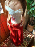 KYLETHOMASW  -  Summer New Beach 2 Piece Sets Women Hotsweet Off Shoulder Star Print Casual Tops Mushroom Edge Draw Pleats Slim Long Skirt