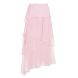 KYLETHOMASW  -  Long Skirts Women French Style Elegant Irregular Slim Sexy Fashion Ruffles Temperament Sweet Skirt Female Party Casual