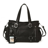 KYLETHOMASW  -  Y2k Faux Leather Tote Handbag Multi Buckle Rivet Shoulder Bag Large Capacity Casual Ladies Crossbody Bag Daily Travel Work Purse