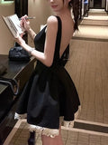 KYLETHOMASW  -  Black Strapless Slim Fit Women's Dress Sexy Backless Gown Elegant Minimalist Design Perfect for Spring Occasions