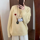KYLETHOMASW  -  Korean Blue Puppy Towel Embroidered Raccoon Velvet Sweater for Women in Autumn and Winter Loose Outerwear Knitted Top
