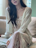 KYLETHOMASW  -  Summer Sweet and Sexy Bodycon Lace Dress for Women V Neck Asymmetrical Hem Slim Fit Spaghetti Strap Tea Dress Y2K Hot Girl Style