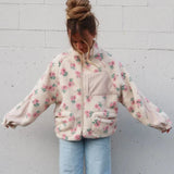 KYLETHOMASW  -  Oversize Lazy Bear Jackets Floral Printed Fleece Warm Winter Jacket Coats for Women Outfit Loose Long Sleeve Casual Bohemia Coat