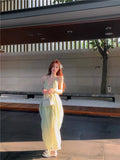 KYLETHOMASW  -  Sexy Backless Strapless Long Dress Women's Summer Vacation Green Loose A-Line Skirt Polyester V-Neck Sleeveless Casual Gown