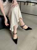 KYLETHOMASW  -  Sexy Thin Heels Woman Slippers Elegant Pointed Toe Shallow Buckle Strap Dress Pumps Female Mules Shoes