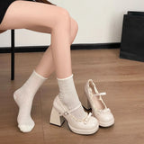 KYLETHOMASW  -  Black y2k Heels Women's Mary Jane Shoes Fashion Butterfly-knot Lace Pumps New Spring Autumn Wedding Party Shoes