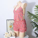 KYLETHOMASW  -  Three Sisters Summer Fashion Sexy Casual Party Prom Vacation Seaside Woman Clothing Checkered Pattern 2 Piece Sets Woman Outfit