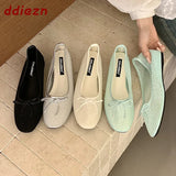KYLETHOMASW  -  Fashion Lace Butterfly-Knot Women Flats Slip On Shoes Luxury Female Shallow Footwear Round Toe Ballet Flats Ladies Shoes Summer