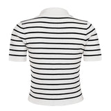 KYLETHOMASW  -  Simple Striped Slim Fit Patchwork Women Camisole Tops  Short Sleeve Causal Basic Simple Chic Blouses