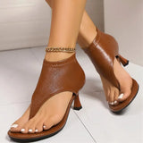 KYLETHOMASW  -  Fashionable Women's High Heels Summer New Style Large Size Slip-On Ankle Boots Thin Heel Zipper Back Single Shoes Women