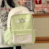 KYLETHOMASW  -  Women Students Kawaii Sweet Backpack Contrast Color Y2k Dots Schoolbags Japanese Cute Cat Wings Preppy Backpacks High-capacity