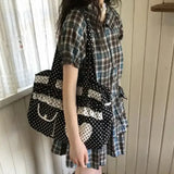 KYLETHOMASW  -  Contrast Dot Print Shoulder Bag High Capacity Tote Bolsos De Mujer Heart Pocket Sac Femme Bags for Woman Daily Using Bolso