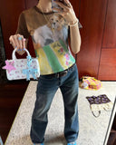 KYLETHOMASW  -  Summer Hot Girls Floral Y2k Hand Bag Women Harajuku Cylinder Handle Messenger Bag Purse Female Dopamine Crossbody Bags