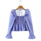 KYLETHOMASW  -  Vintage blouses for women fashion 2024 white ruffle top elegant korean fashion long sleeve blouses women casual shirts elegant