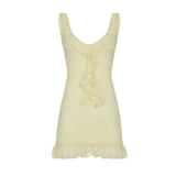 KYLETHOMASW  -  Fashion Lace Ruffly Skinny Sexy Backless Women Dresses Chic Summer Hottie Mini Camisole Dresses