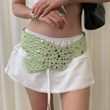 KYLETHOMASW  -  Hot Girl Y2K Irregular Rivet Wide Belt Versatile Niche Punk Gothic Waist Cincher Women Dress Jeans Daily Accessory Waist Belt