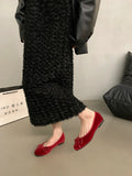 KYLETHOMASW  -  Red New Women Flat Shoes Fashion Shallow Slip On Ladies Elegant Ballerinas Shoes Soft Flat Heel Outdoor Casual Mary Jane