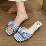 KYLETHOMASW  -  Bow Women Slippers Elegant Wedges Shoes Casual Beach Sandals New Fashion Walking Flip Flops Dress Trend Mujer Sandalias