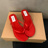 KYLETHOMASW  -  Summer New Women Slipper Fashion Narrow Band Ladies Slip On Flip On Shoes Low Wedge Heel Outdoor Dress Slides New Woman