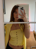 KYLETHOMASW  -  Sexy Chic Cropped Sweater Vest Yellow Spring Summer Knitted Hollow Out Women Ladies Knitwear Sweater Jersey Crop Top New