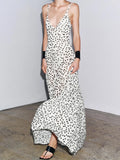 KYLETHOMASW  -  Backless Elegant See Through Maxi Dress Women Polka Dots Print Low-Neck Sleeveless Summer Holiday Ruched Sexy Outfits