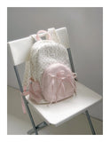 KYLETHOMASW  -  Cute Sweet Girl Backpack College Style Butterfly Bow Wave Point Backpacks Student Commuting Class Backpack