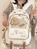 KYLETHOMASW  -  High-value Female High School Student Schoolbag Macaroon Contrast Color Cute All-match Backpacks Large-capacity College Backpack
