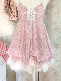 KYLETHOMASW  -  Summer Floral Lace Vintage Fairy 2 Piece Sets Woman Sweet Sleeveless High Waist Elegant Dress Suit Female Korean Fashion