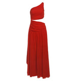 KYLETHOMASW  -  Sexy Hollow Waistless Maxi Dress Women Skew Collar Off Shoulder High Splits Hem Summer Holiday Style Ruched Elegant Dress
