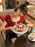 KYLETHOMASW  -  French Fashionable and Vintage T-shirt Summer New Fashion Contrast Bow Bubble Sleeves Knitted Shirt Female Clothing