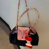 KYLETHOMASW  -  Contrast Plaid Bag Commuter Casual Bolsos mujer Underarm Shoulder Bags for Woman Korean Lazy Style Sac Femme Bolsas Bolsa