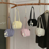 KYLETHOMASW  -  Women's Cute Mini Leather Flower Bead Charm Handbag Sweet Casual Aesthetic Daily Dating Simple Shoulder Bag New Trend