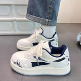 KYLETHOMASW  -  Women Platform Sneakers Cute Cartoon Graphic Print Lace‑up Round Toe Thick Soft Sole Contrast Trim Casual Daily Walking Shoes