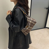 KYLETHOMASW  -  Vintage Plaid Shoulder Bag Adjustable Strap Y2k Underarm Bag Korean Style Checkered Casual Daily Handbag