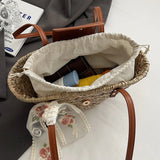 KYLETHOMASW  -  Women Straw Woven Tote Bag Summer Beach Bags Large Capacity Tote Clutch Bags with Ribbon Chic Hobo Bag for Party Vacation