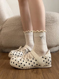 KYLETHOMASW  -  White Thick Heel Inner Heightening Light Mouth Polka Dot Single Shoes Women's New Soft Bottom Mary Janes Spring Fashion