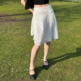 KYLETHOMASW  -  Elegant Vacation Polka Dot A Line Skirt Women Ruffle Wrap Midi Skirt Spring Summer Casual Vintage Streetwear Office Lady