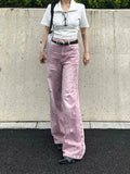 Kylethomasw - Woman Jeans Denim Pants French Elegance Baddie Gyaru High Street Ins Sweet Korean New Design Ripped Hole Solid Color Loose