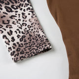 KYLETHOMASW  -  style leopard print patchwork long sleeved top with round neck and letter print for slimming effect, two fake T-shirts for women
