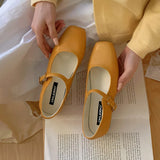 KYLETHOMASW  -  New Fashion Buckle Strap Women Mary Janes Flats Shoes Ballet Flats Female Soft Footwear Square Toe Ladies Shallow Shoes