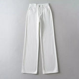 KYLETHOMASW  -  New Ladies' Patchwork Design Flared Pants Casual Denim Pants Retro Style Spice Girls Trousers High Waist Solid Color Jeans