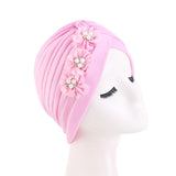 Kylethomasw New Women solid Pearl Flowers Ruffle Turban Muslim Hijab Headscarf Caps Arab Wrap Head Wedding Party Headwear Turbante Mujer