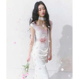 KYLETHOMASW  -  French Style Sleeveless Slimming Printed Vintage Dress for Women Summer Square Neck Elegant Luxury A-line Long Dress