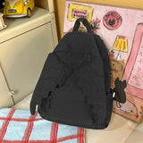 KYLETHOMASW  -  Cute 3d Angel Wings Backpack Women Light Yellow Nylon Drawstring Large Capacity Student School Bag Casual Travel Laptop Rucksack