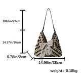 KYLETHOMASW  -  Women Straw Woven Tote Bag Casual Handbag Large Capacity Summer Crochet Shoulder Bag with Bow Patchwork for Outdoor Travel