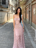KYLETHOMASW  -  Fantasy Feather Flowing Light Temperament French Summer Strap Dress Female Spicy Girl Thin A-line Long Vestidos