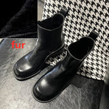 KYLETHOMASW  -  New Women's Chelsea Boots Retro Square Toe Women Ankle Boots Large Size Stretch female Cigarette Boots