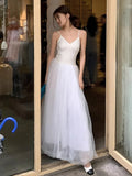 KYLETHOMASW  -  Lace Splicing Mesh Strap 2025 Spring Women Gentle Slim Fit French Romantic Ballet V-neck Waist Long Temperament Dresses